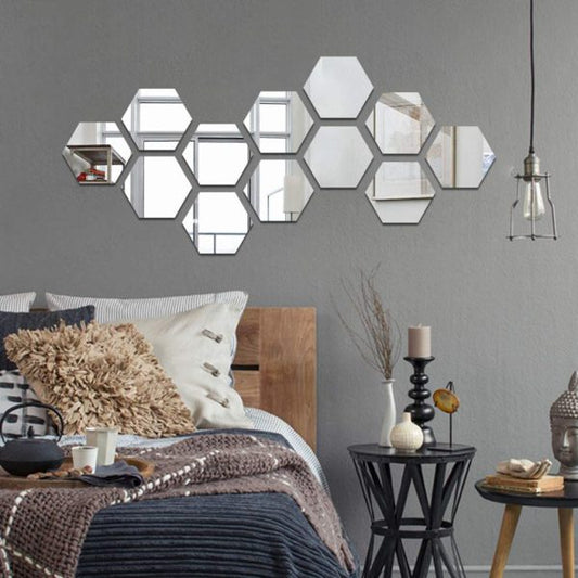 Hexagon Shape Acrylic Mirror Wall Stickers